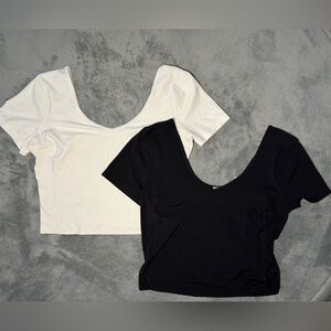 EUC lululemon align t-shirt bundle - 2 tops, colors: black & white